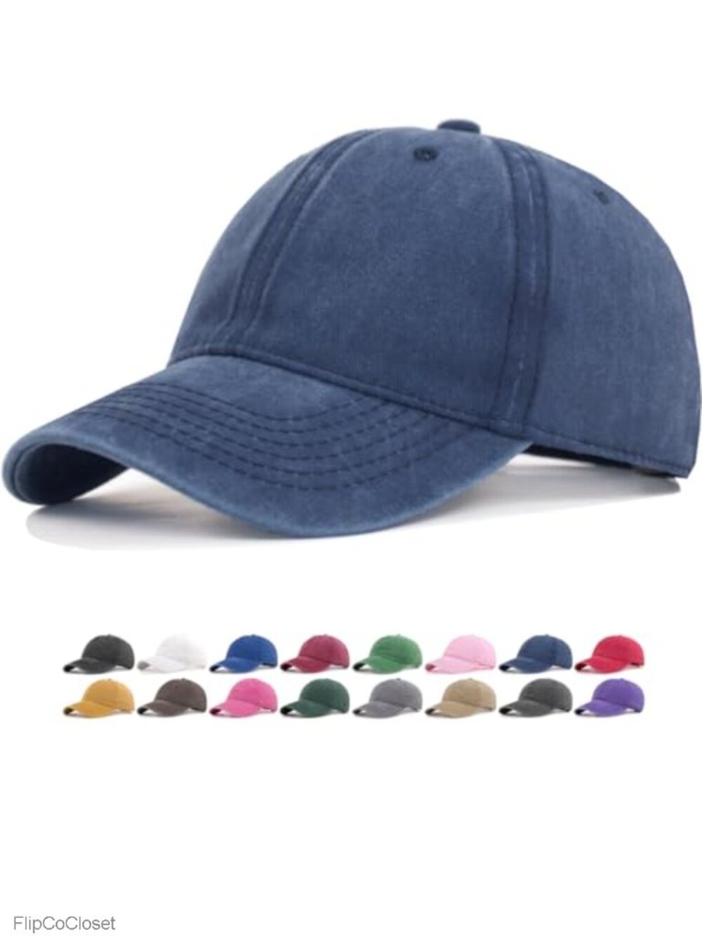Vintage Washed Cotton Baseball Cap Adjustable Unstructured Low Profile Dad Hat